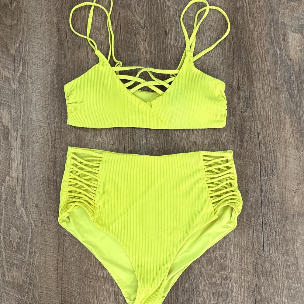 Vibrant Lime Strappy Bikini Set